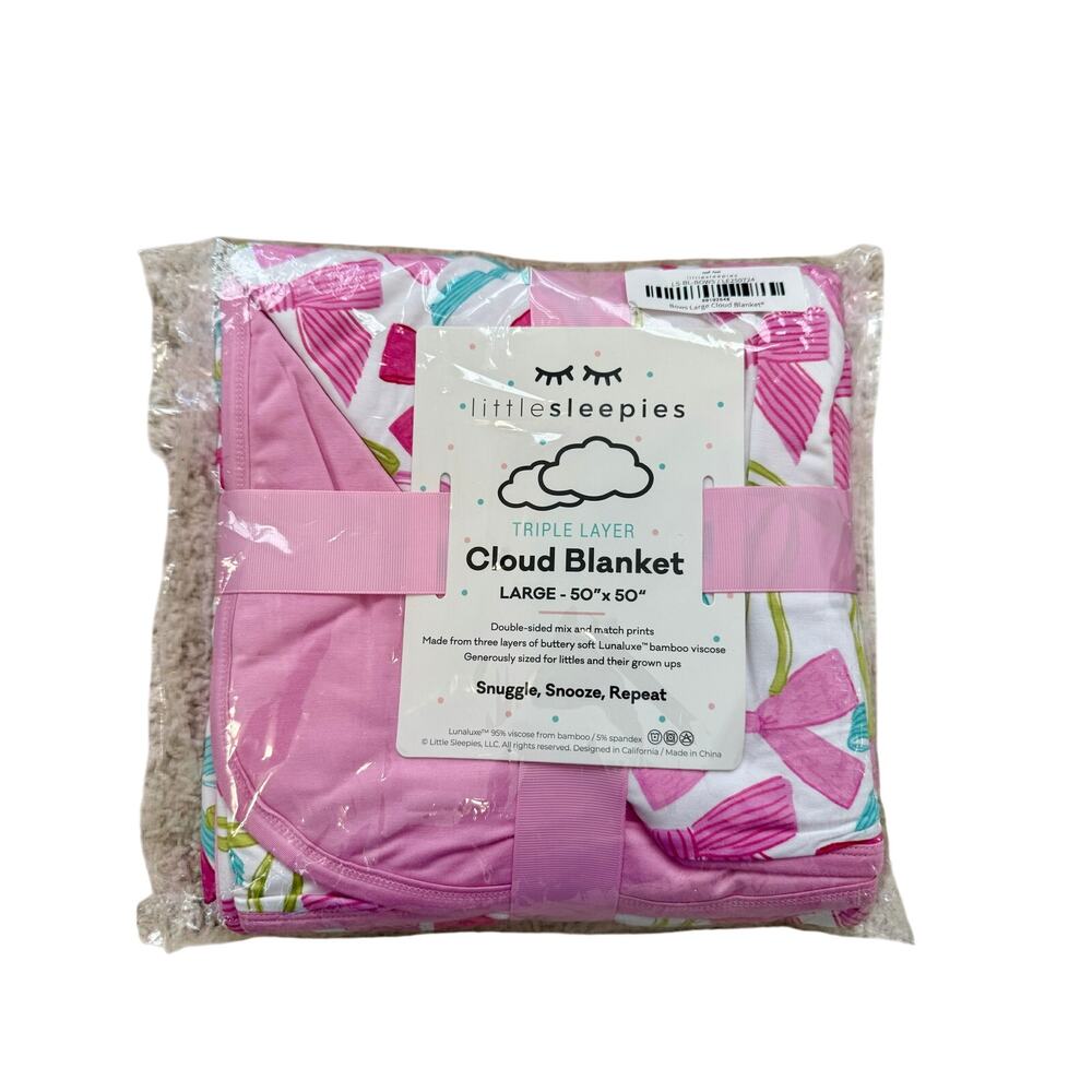 NEW Little Sleepies Ribbons & Bows Bamboo Large Cloud Blanket Limited Edition